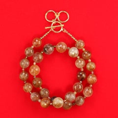 AJD Collana affascinante di quarzo rutilato e zircone