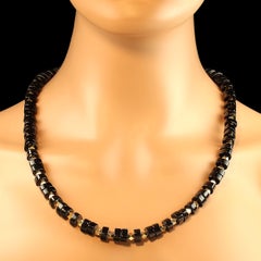 AJD Elegant, Classy Black Onyx & Goldy Accent Necklace & Diamond Vermeil Clasp