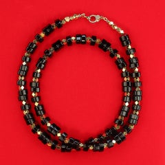 AJD Elegance, Classe Collier Onyx noir et or avec fermoir en vermeil et diamants