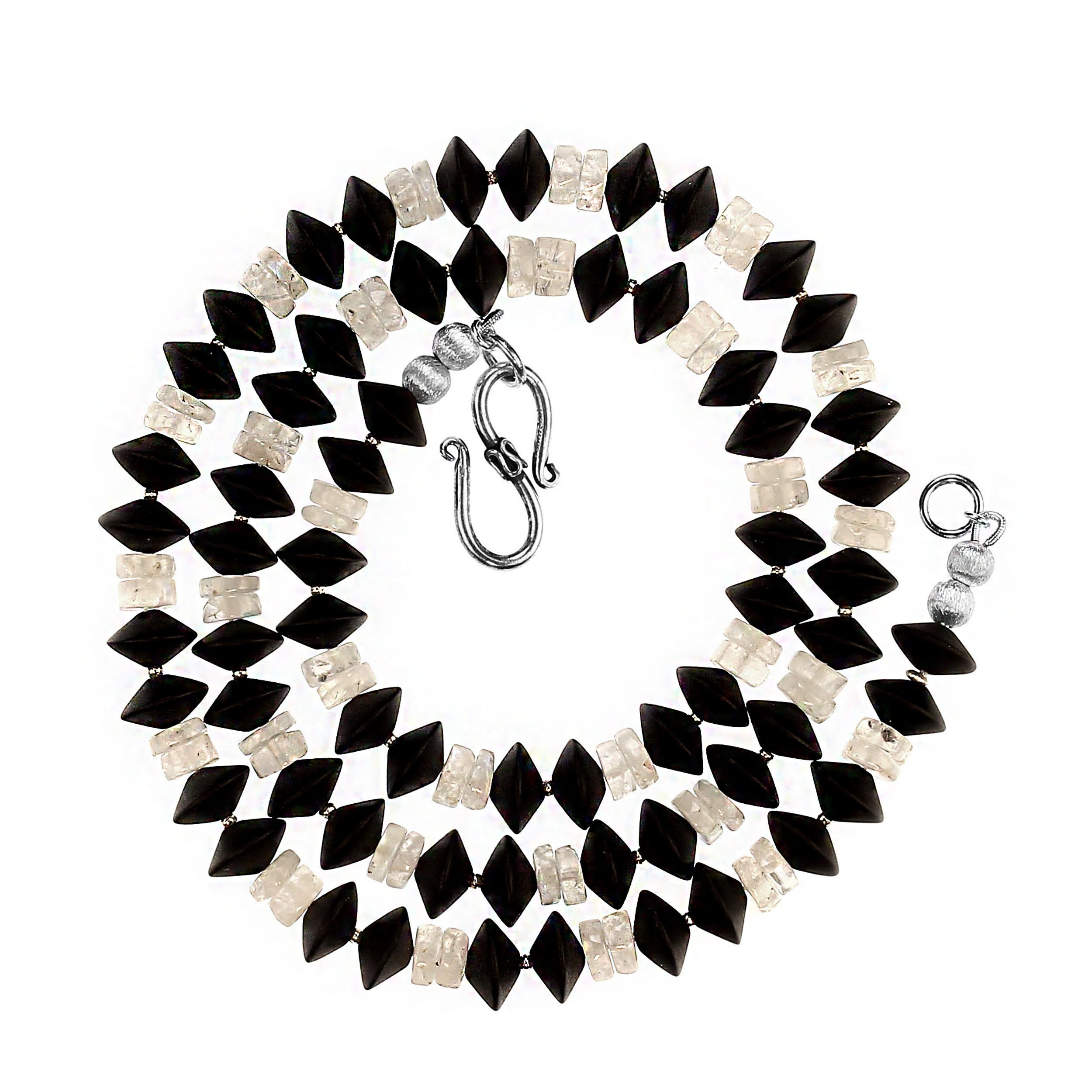 AJD Elegant Moonstone and Black Matte Onyx Necklace