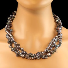 Three-Strand Peacock and Keshi Pearl Necklace by Aria Jewelry Design