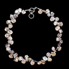 Aria Jewelry Design 17.5-Inch Mauve Keshi Pearl Necklace, Silver Clasp
