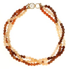 AJD Mixed Color 'Mocha Mousse' Moonstone Three Strand Necklace
