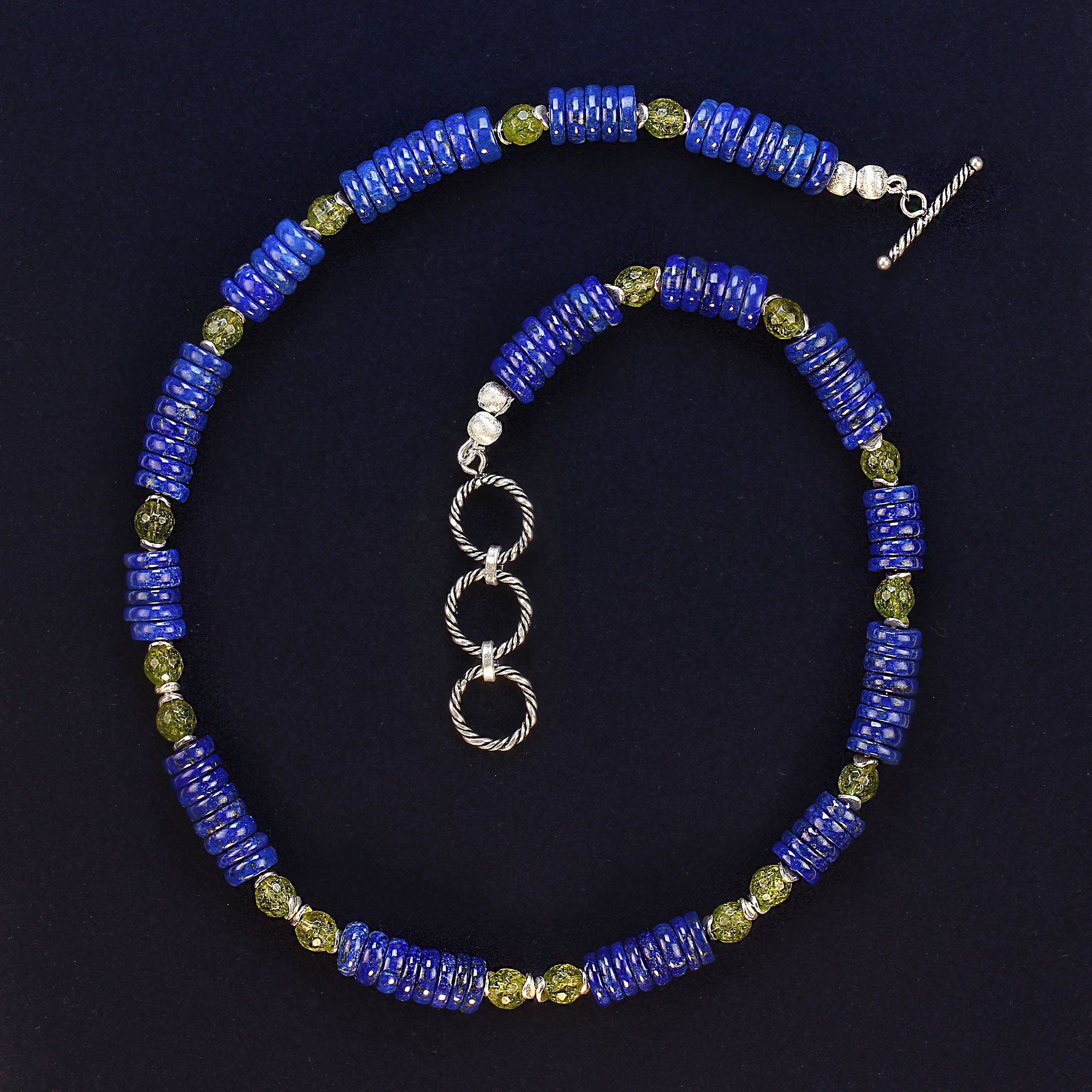 AJD Lapislazuli und Peridot 20-Zoll-Halskette im Angebot