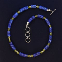 Lapis Lazuli and Peridot Necklace by Aria Jewelry Design, 20 Inch