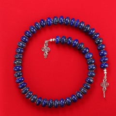 AJD Einzigartige Rondellen aus rauchfarbenem Lapislazuli und 21-Zoll Halskette