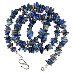 AJD 33-Inch Striking Combination of Lapis Lazuli and Green Czech Beads Necklace