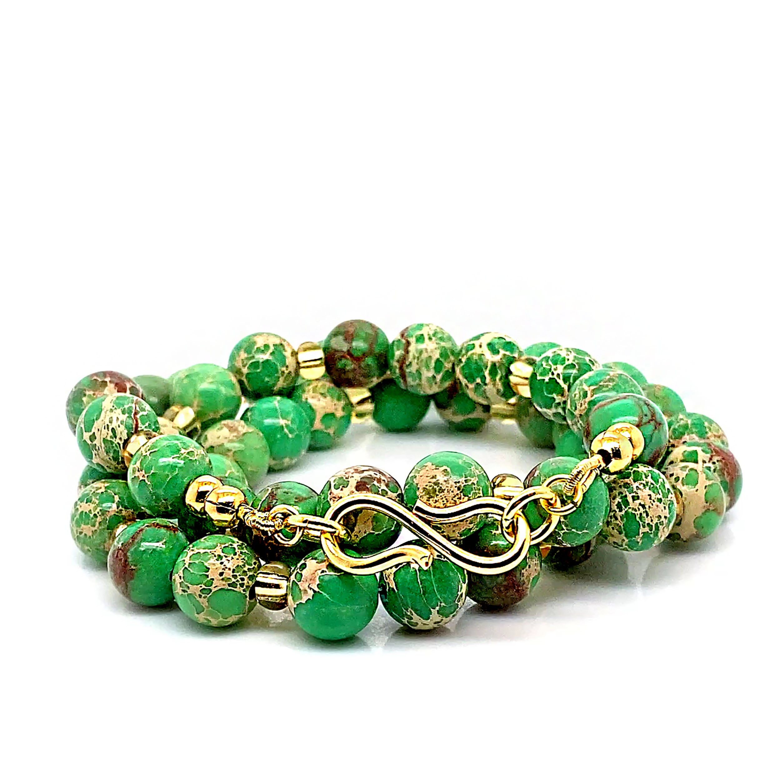 AJD 20-Inch Natural Green Imperial Stone Necklace For Sale