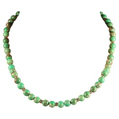 AJD 20-Inch Natural Green Imperial Stone Necklace