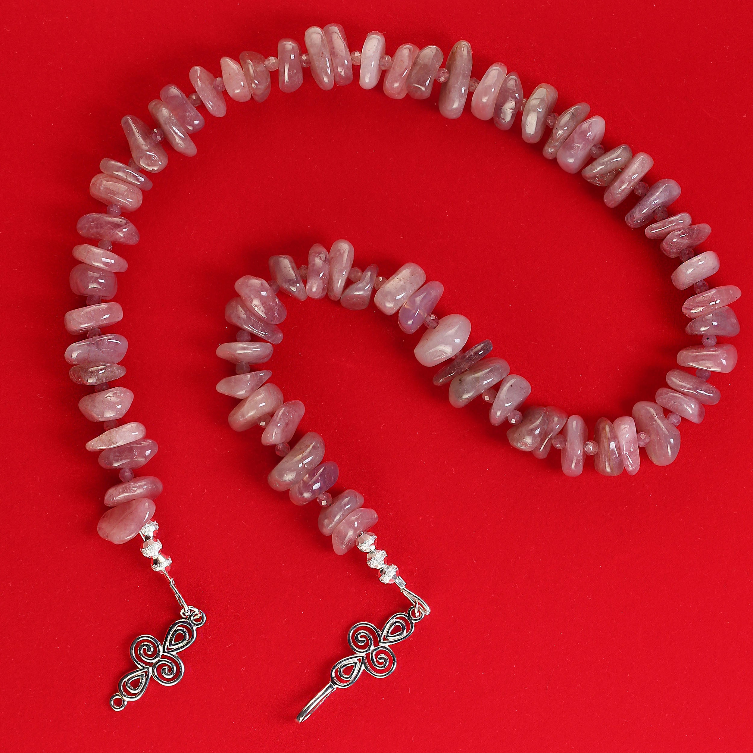 AJD Collana unica di quarzo rosa del Madagascar