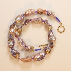 Natural Color Baroque Pearl Necklace by Aria Jewelry Design, 21"