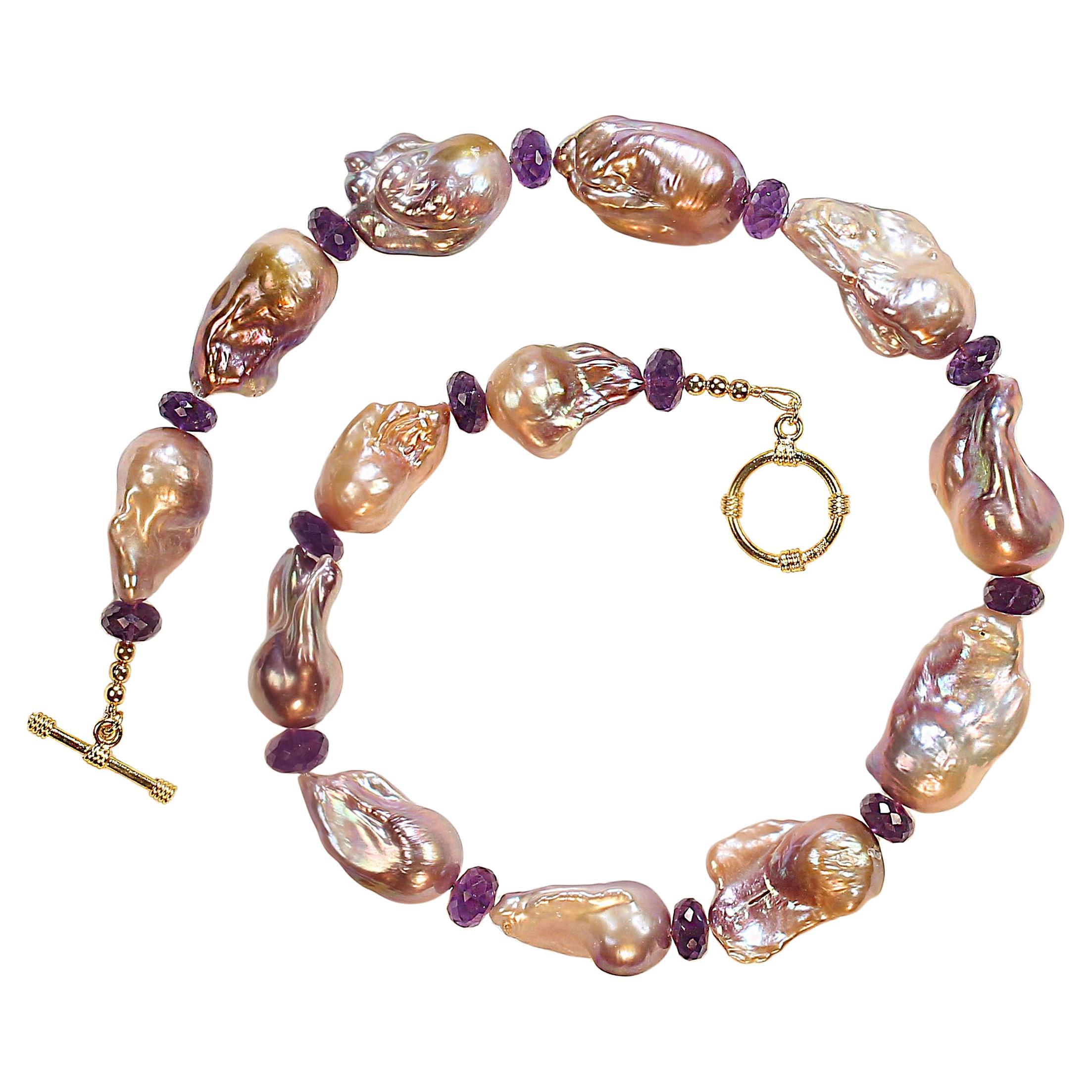 AJD Elegant 18 Inch Natural Color Baroque Pearl Necklace