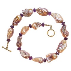 AJD Elegant 18 Inch Natural Color Baroque Pearl Necklace