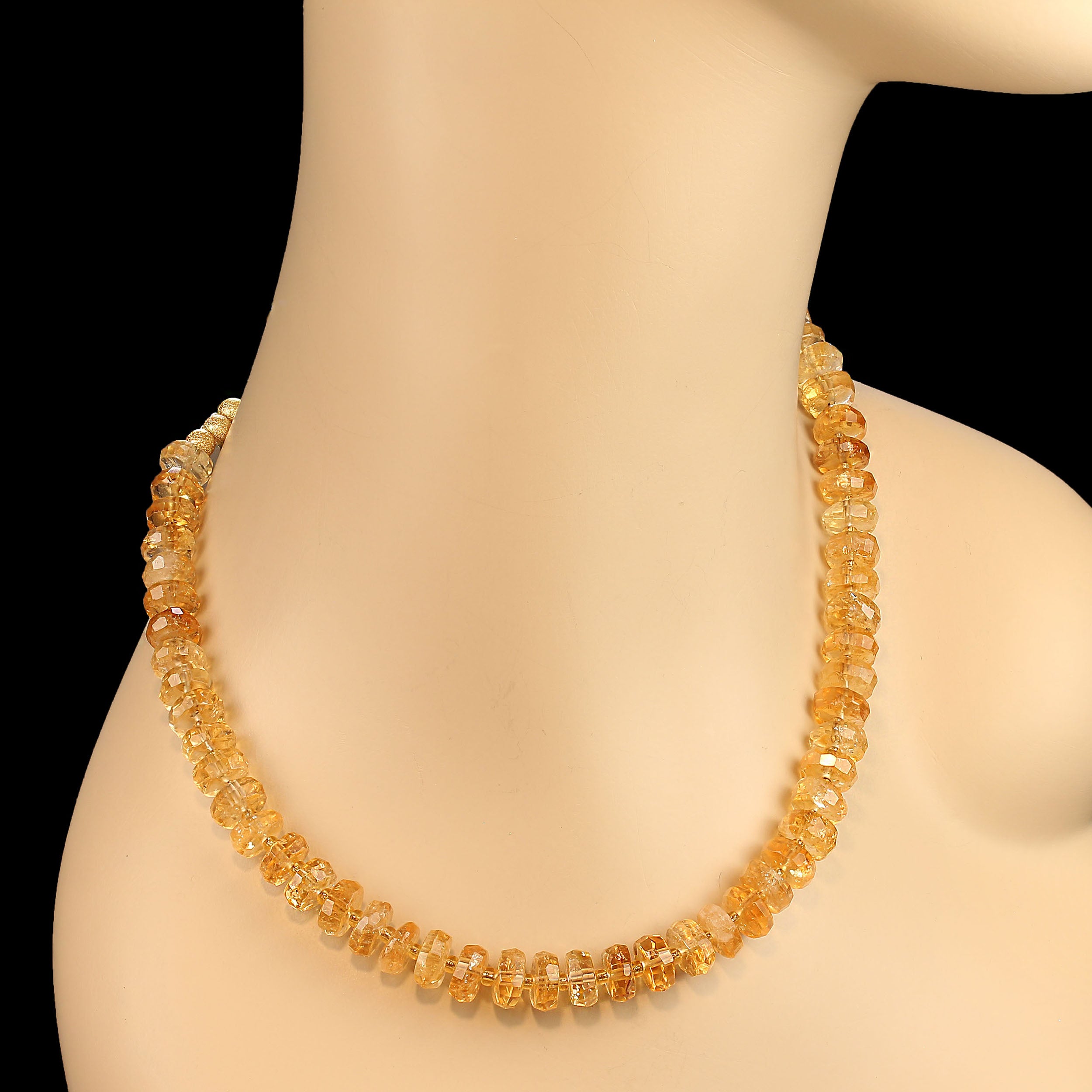 AJD funkelnde goldene 18 Zoll Citrin-Halskette mit Citrin im Angebot