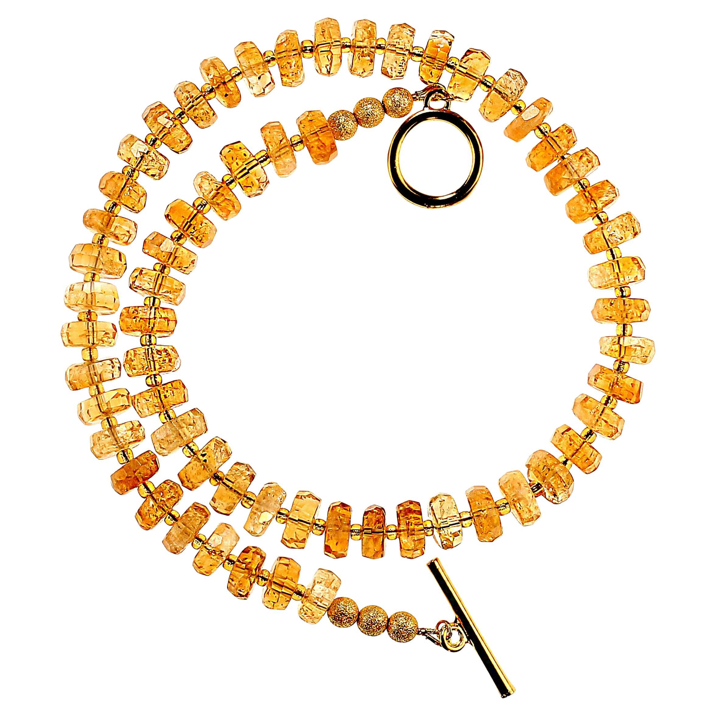 AJD Collier de citrine dorée scintillante de 18 pouces