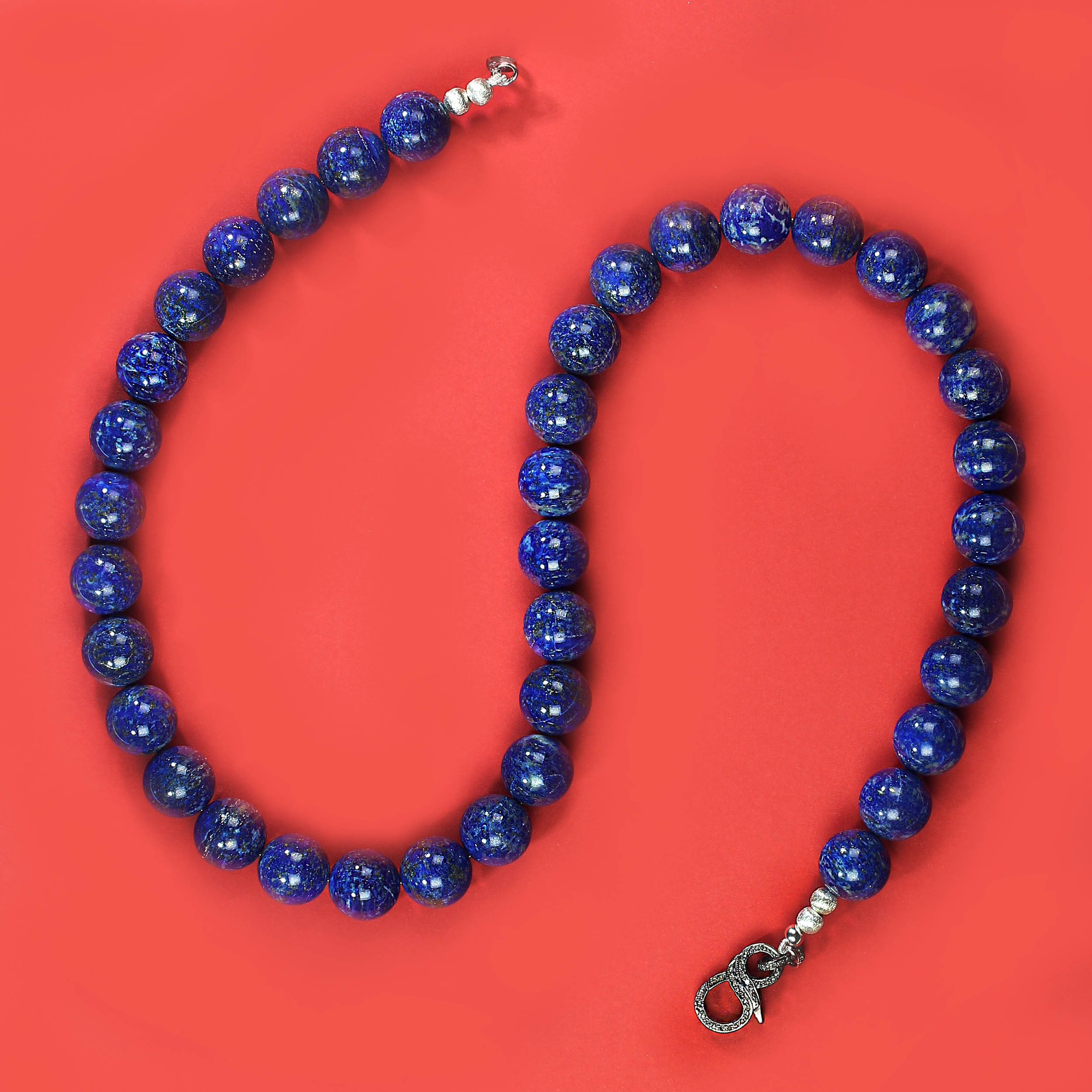 AJD 23 Zoll 14MM Runde Glatte Lovely Lapis Lazuli Halskette