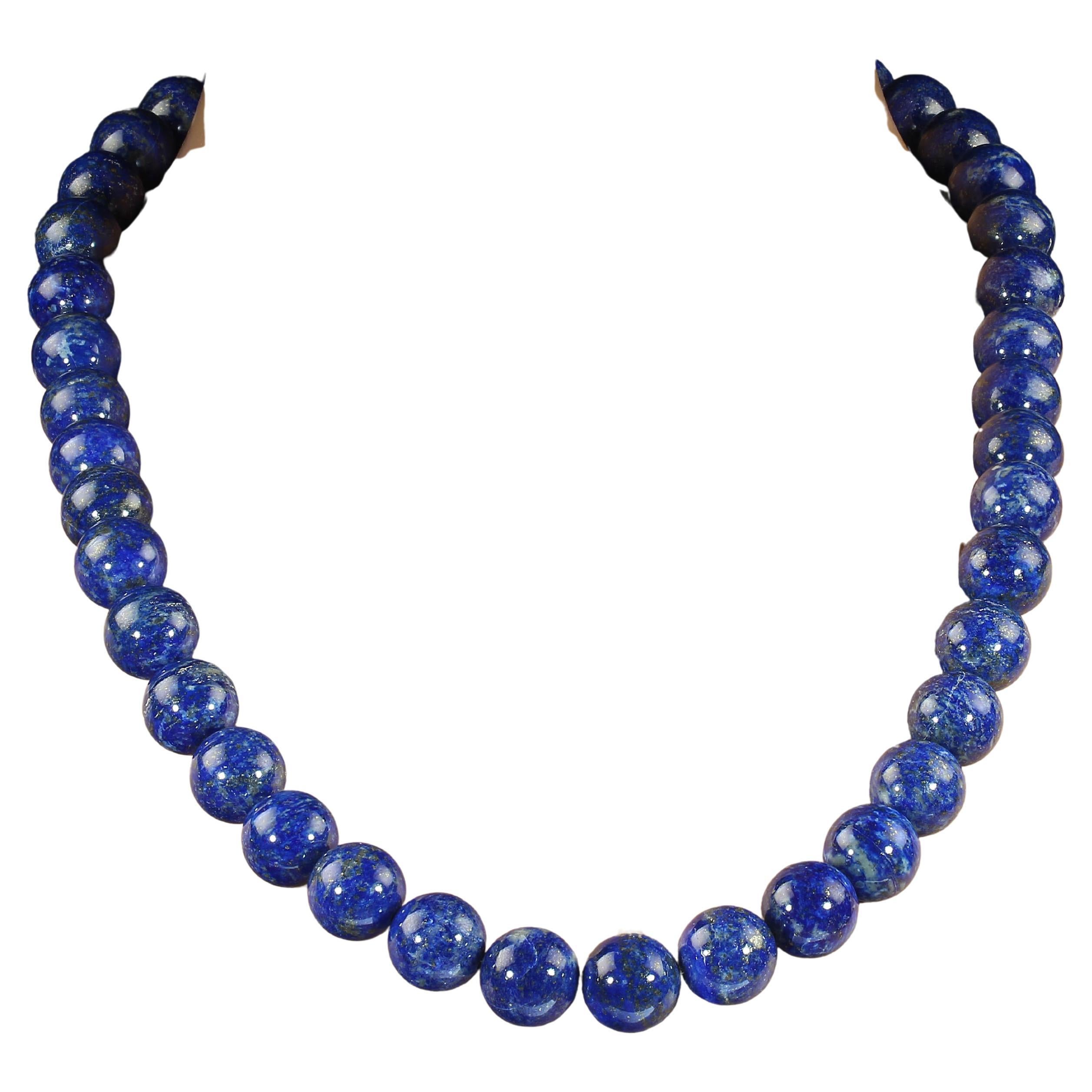 Aria Jewelry 23-Inch Lapis Lazuli Beaded Necklace with Silver Clasp
