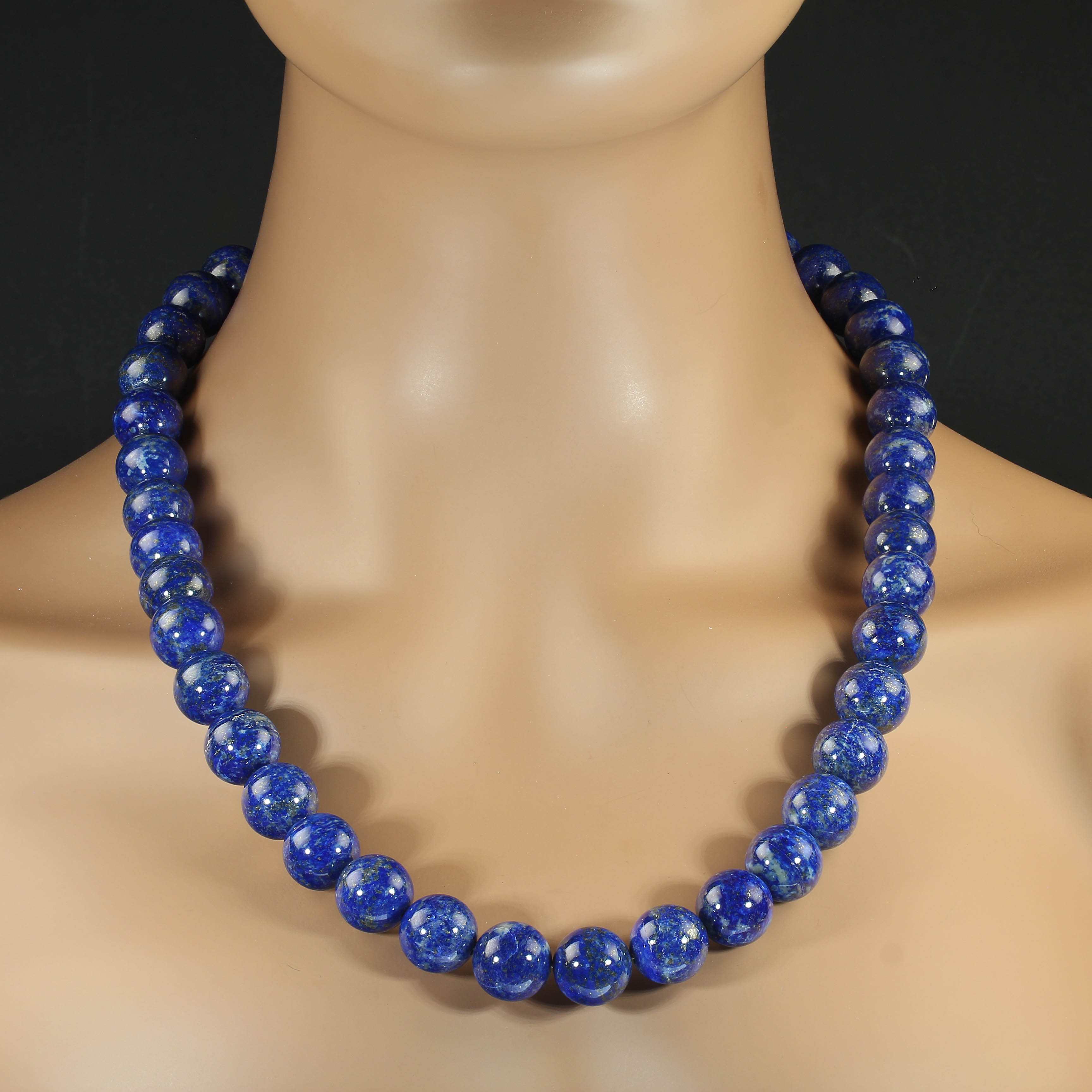 AJD 23 Pollici 14MM Collana rotonda liscia di Lapislazzuli