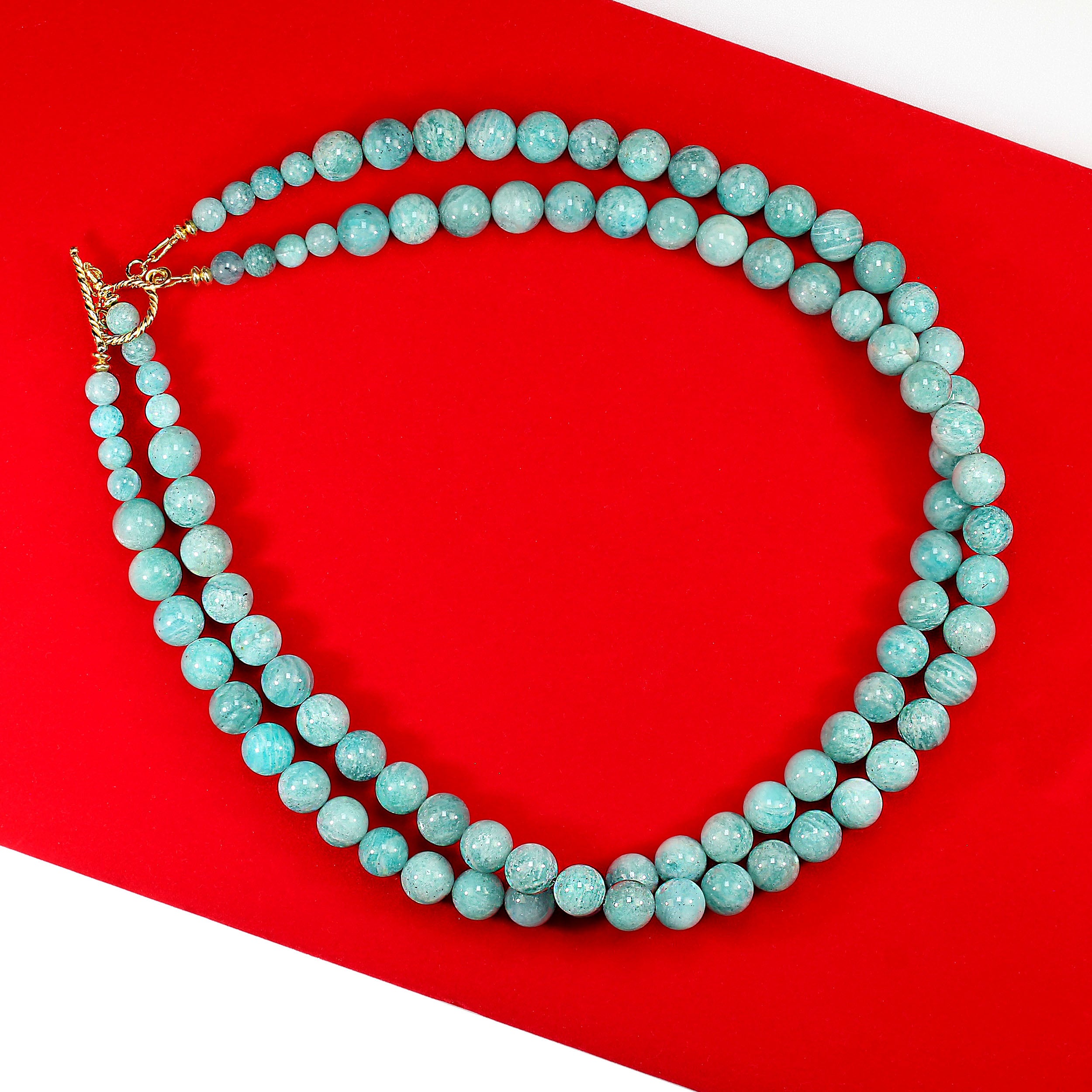 AJD 19 Inch Elegant Amazonite Two Strand Necklace Summer Perfect