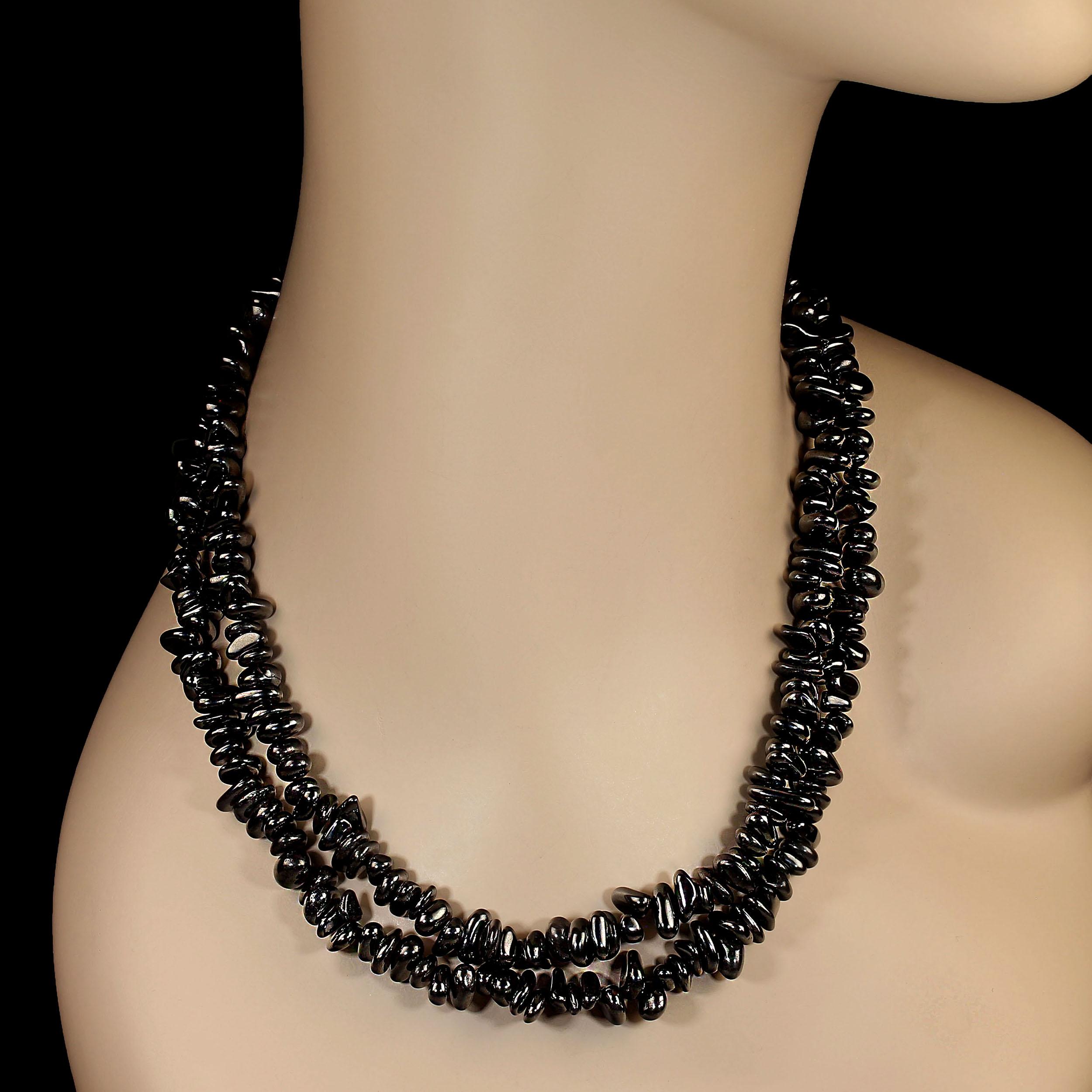 Femenino o masculino AJD Collar Infinito de 36 Pulgadas de Pepitas de Hematites Altamente Pulidas en venta