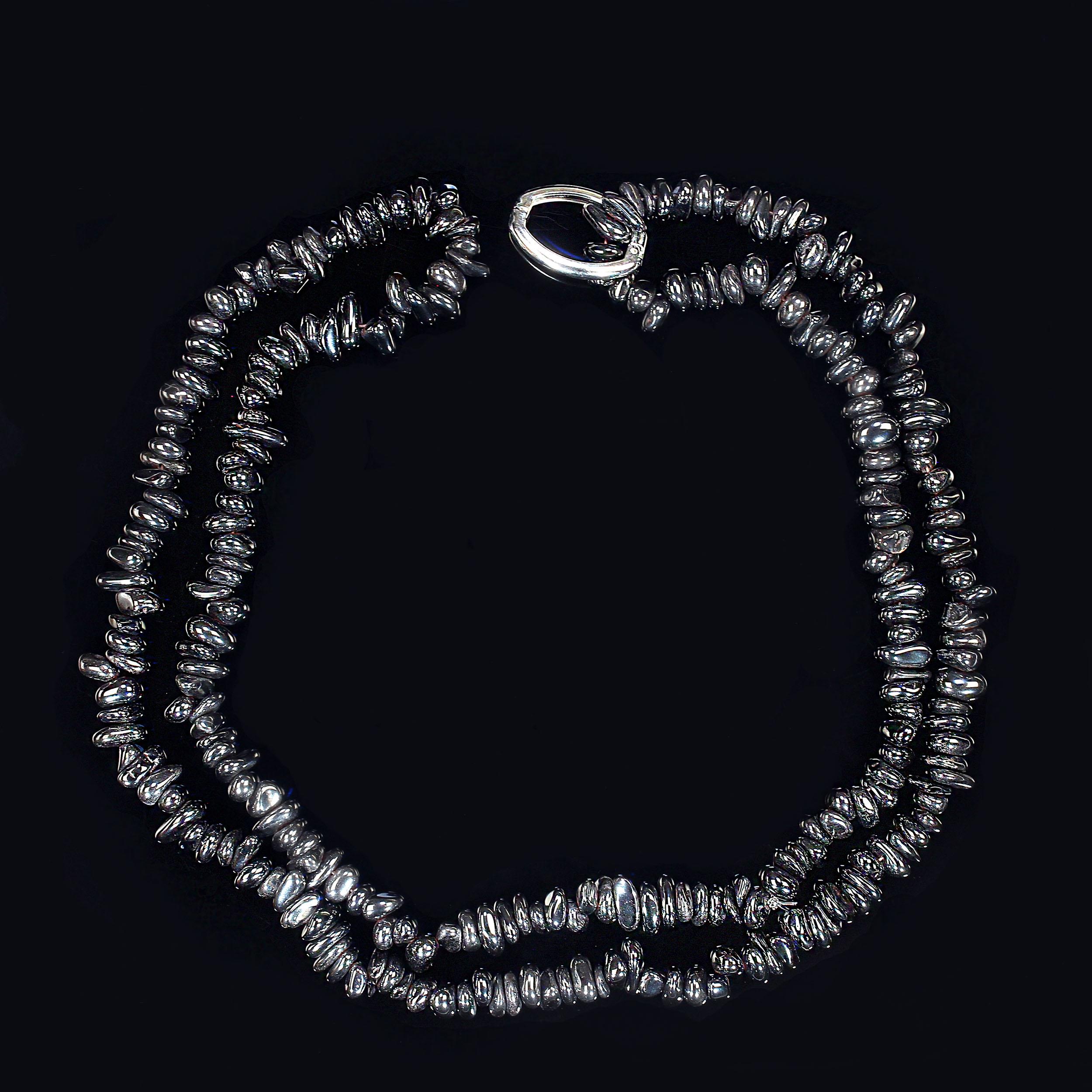 AJD Collar Infinito de 36 Pulgadas de Pepitas de Hematites Altamente Pulidas Artesano en venta