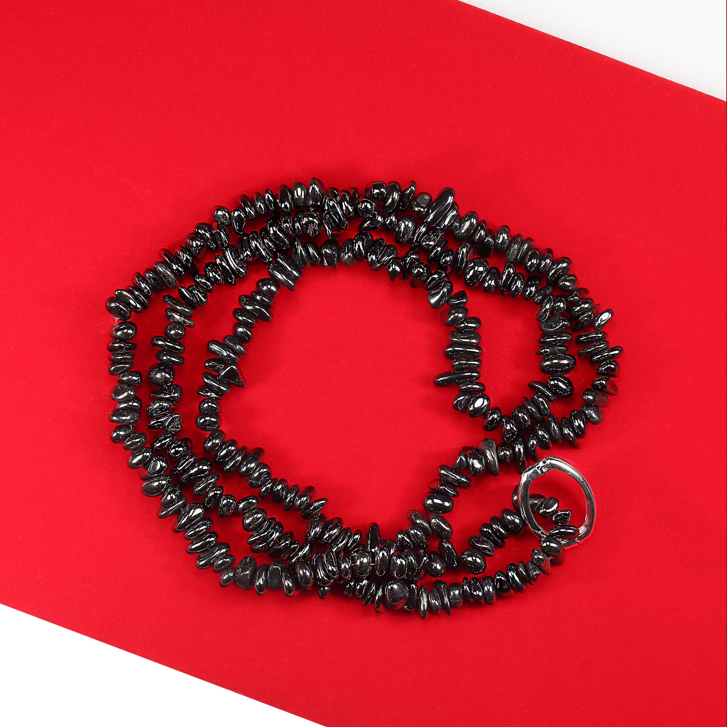 AJD 36 Zoll Unendlichkeit Halskette von hoch polierten Hämatit Nuggets