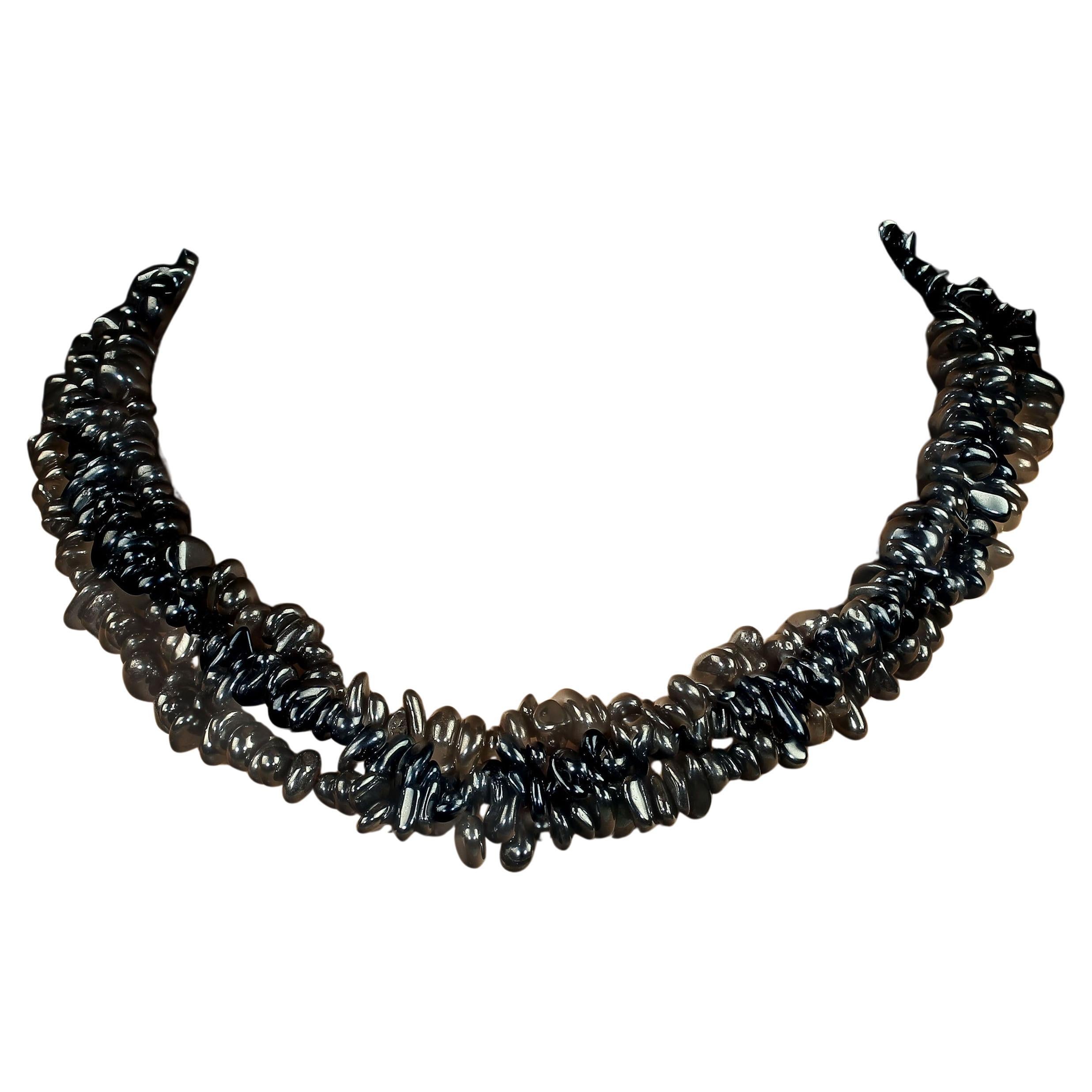 AJD Collar Infinito de 36 Pulgadas de Pepitas de Hematites Altamente Pulidas