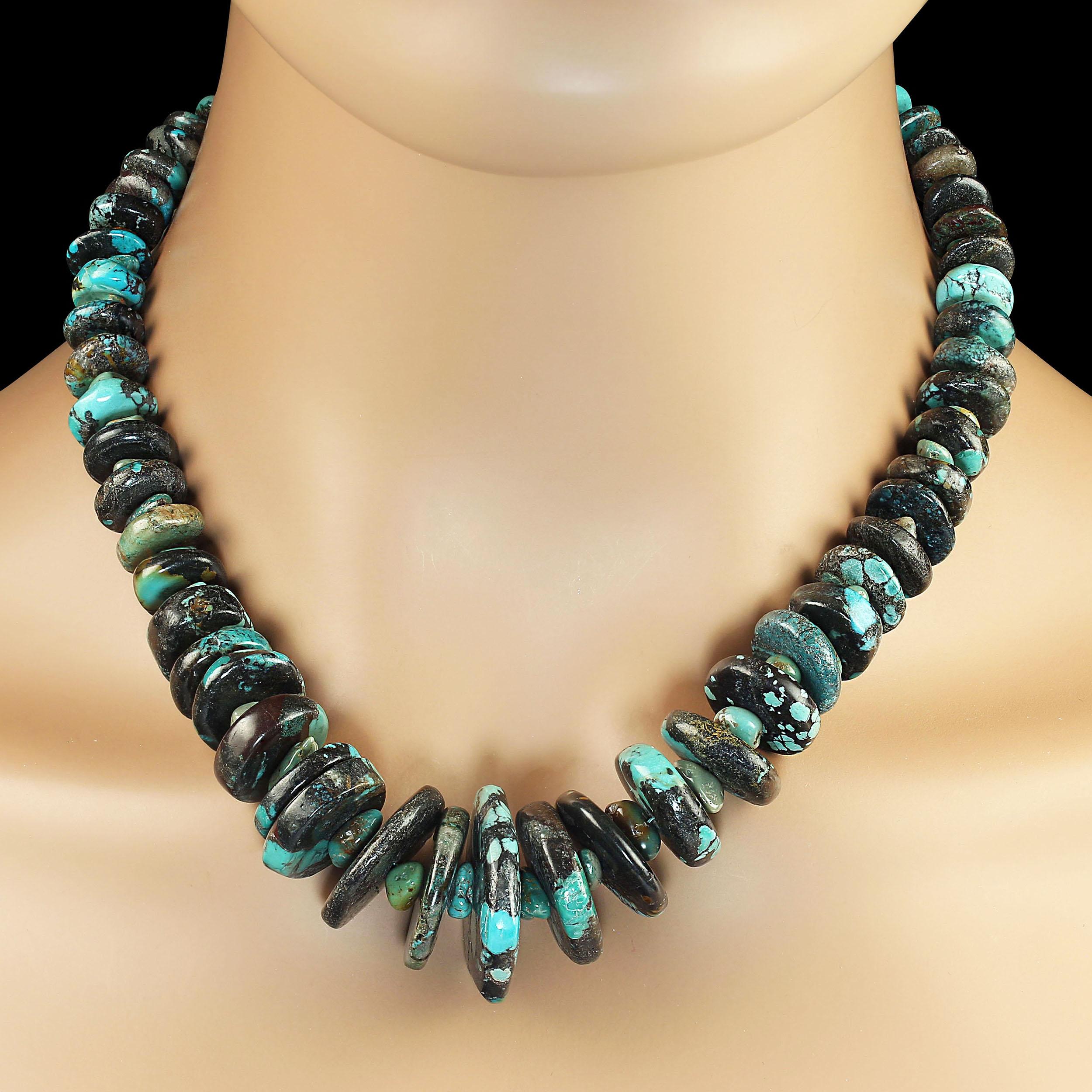 AJD Collier de 18 pouces avec matrice noire et turquoise Neuf - En vente à Raleigh, NC