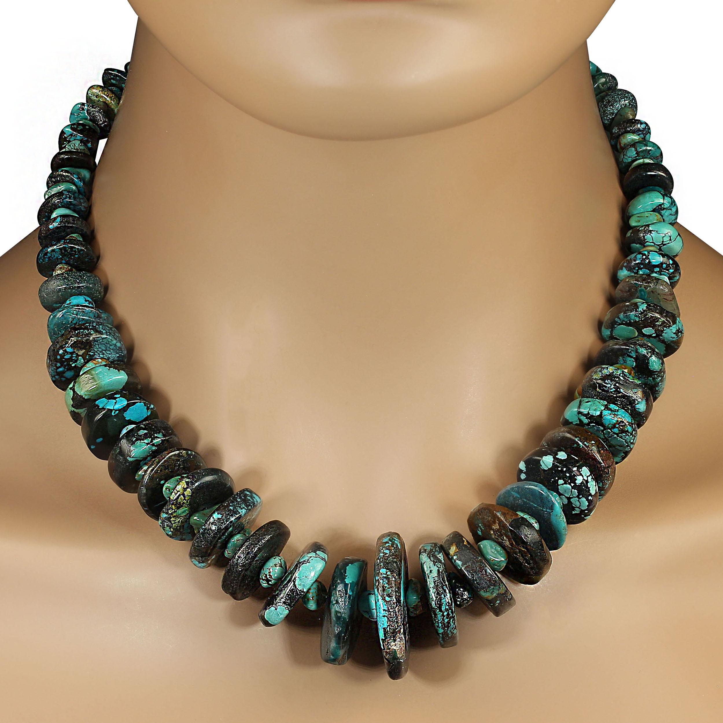 AJD Collier de 18 pouces avec matrice noire et turquoise Unisexe en vente
