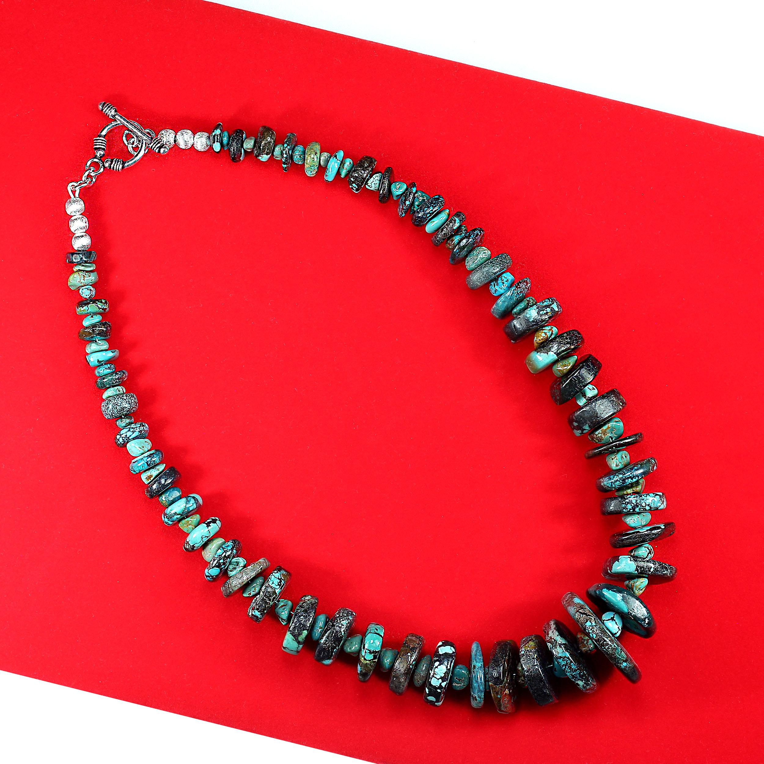 AJD Collier de 18 pouces avec matrice noire et turquoise en vente 1
