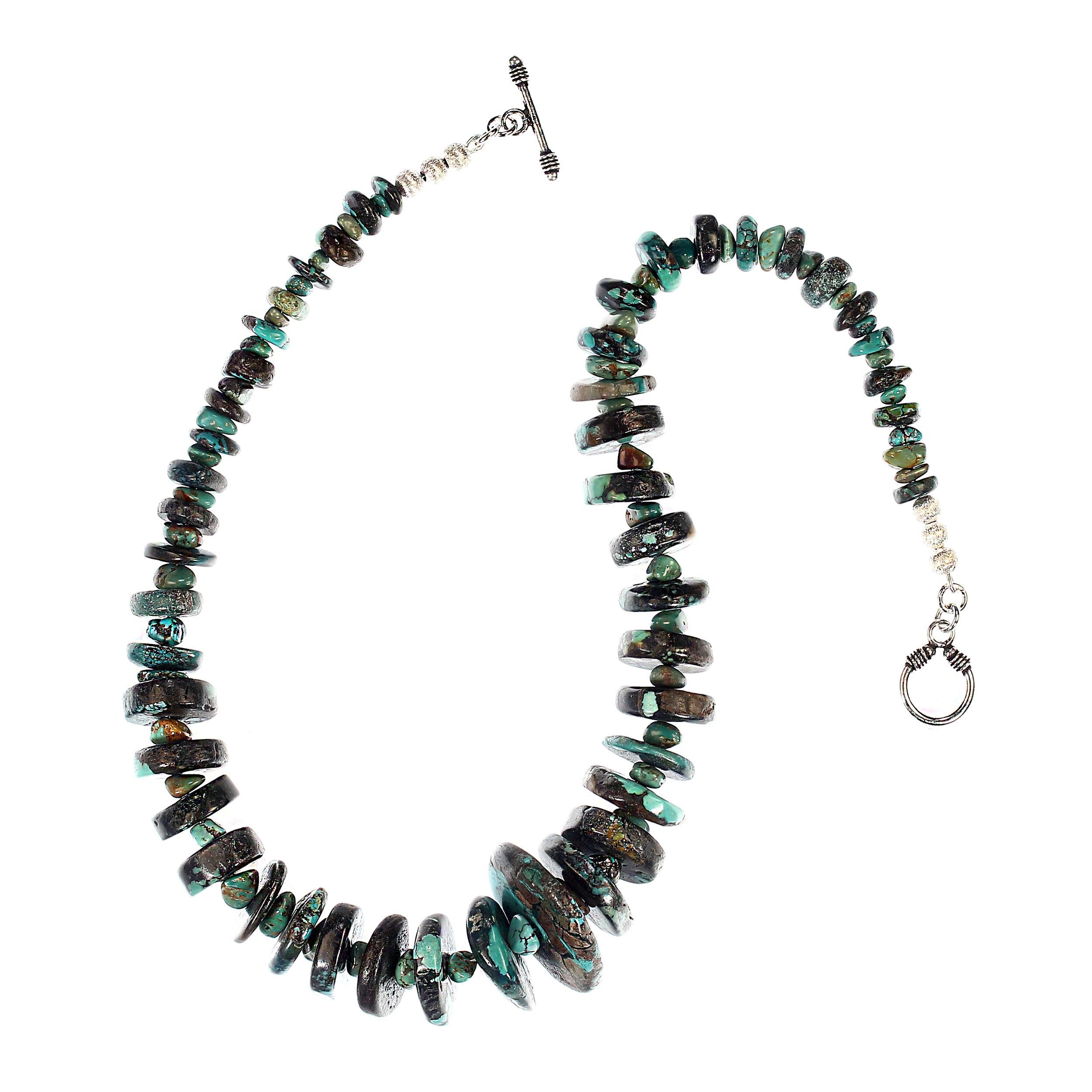 AJD Collier de 18 pouces avec matrice noire et turquoise en vente 2