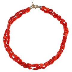 AJD Collana di corallo di bambù arancione a tre fili da 21 pollici  Un grande regalo!