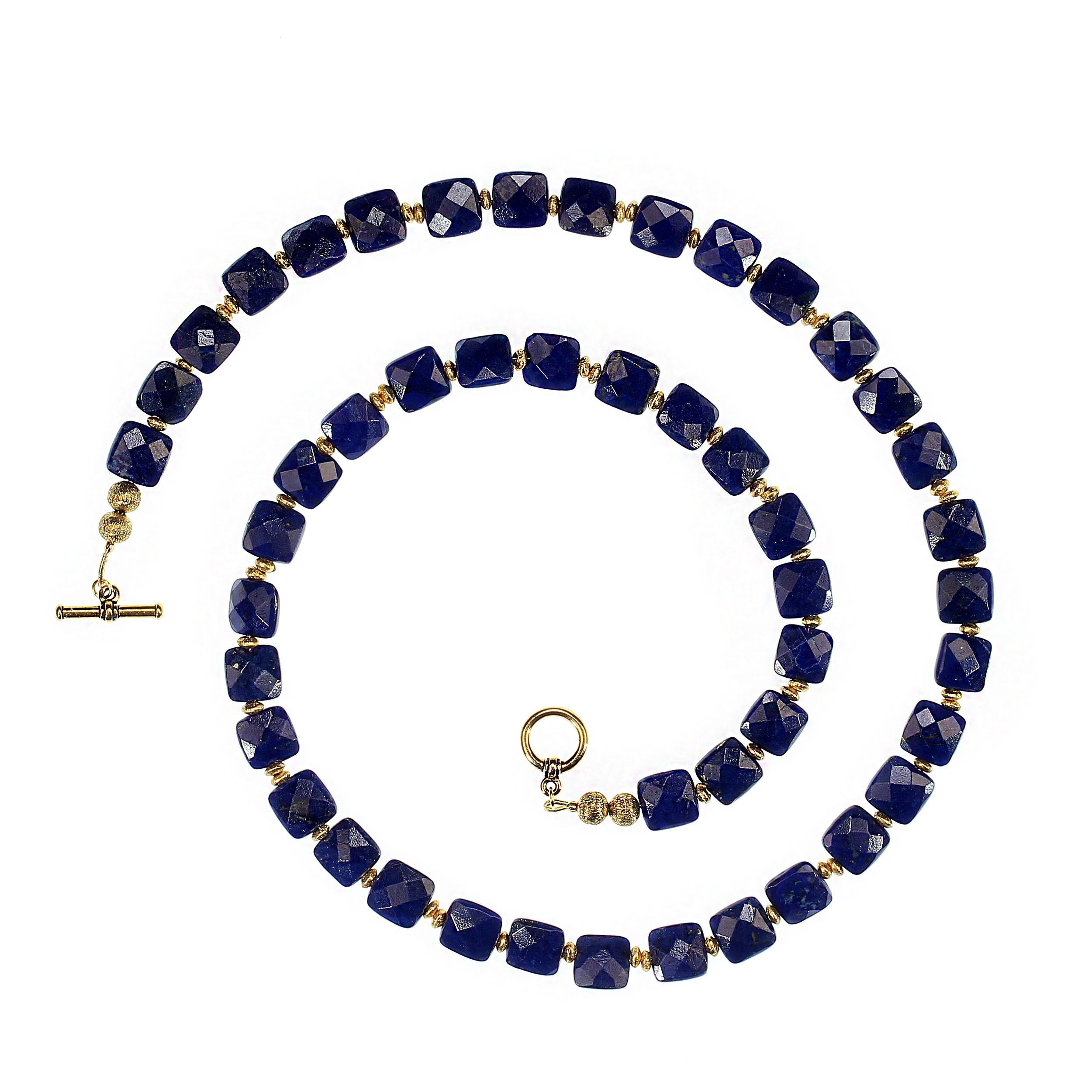 AJD 25 Inch Old Mine Afghan Lapis Lazuli Squares Necklace For Sale 1