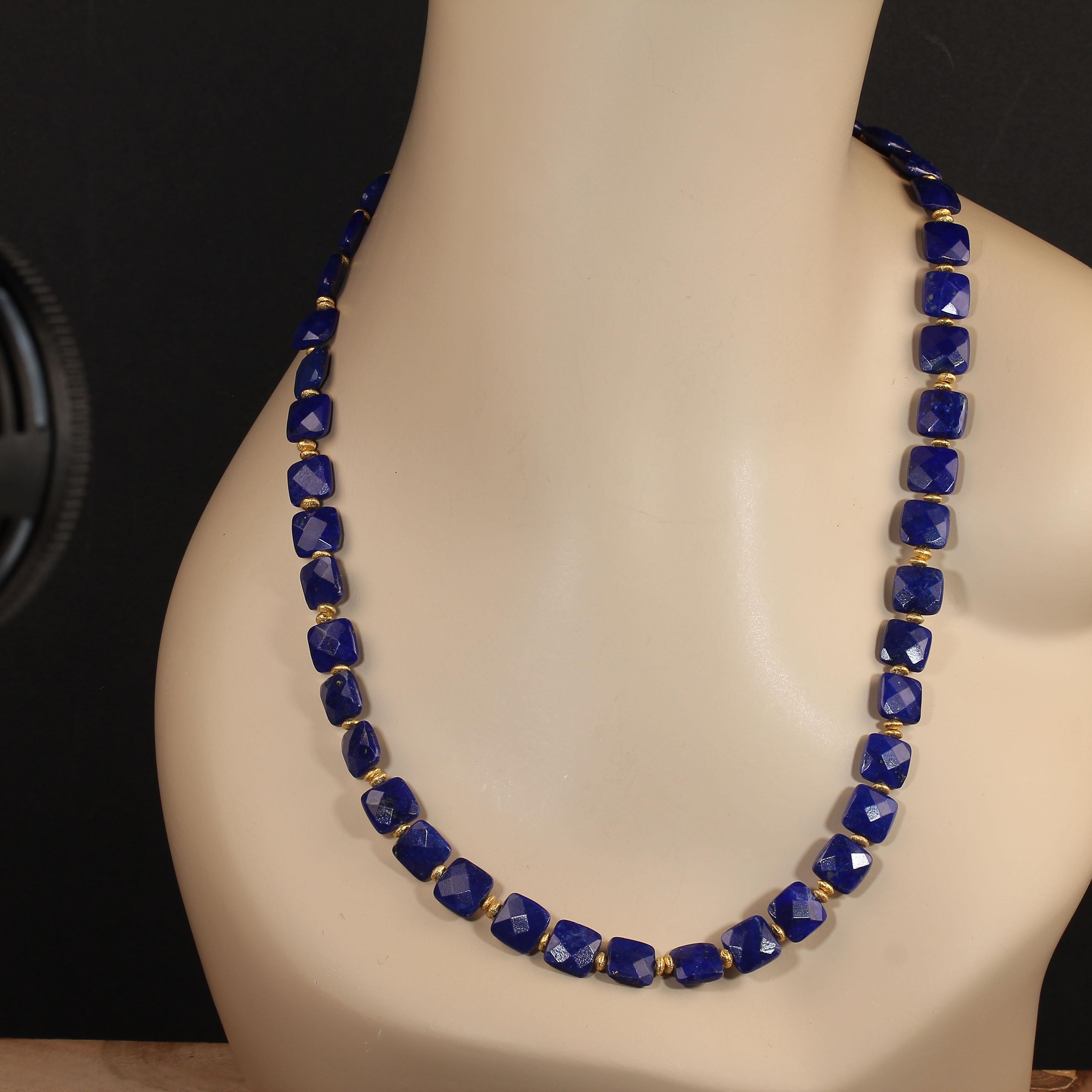 Bead AJD 25 Inch Old Mine Afghan Lapis Lazuli Squares Necklace For Sale