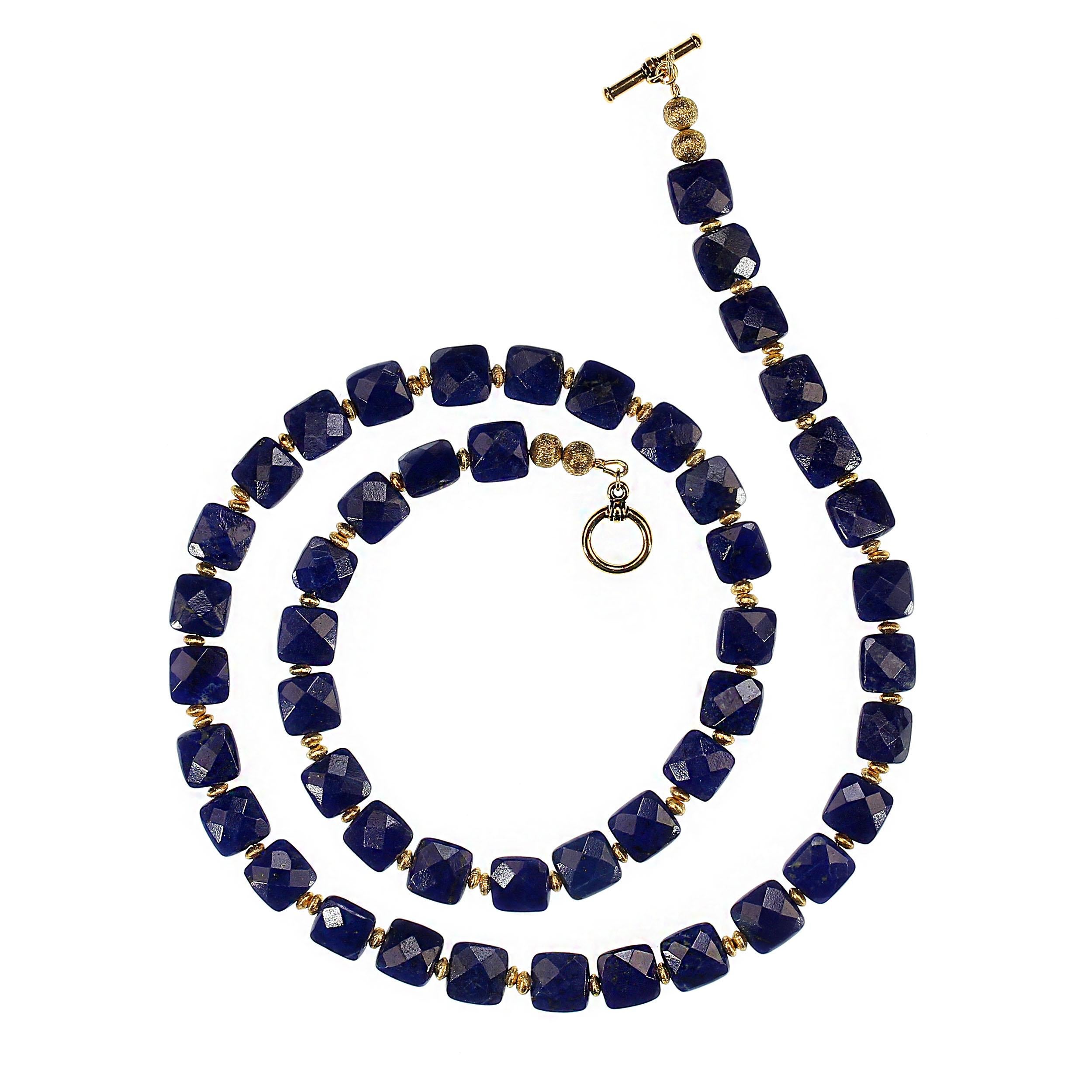 AJD 25 Inch Old Mine Afghan Lapis Lazuli Squares Necklace For Sale 2