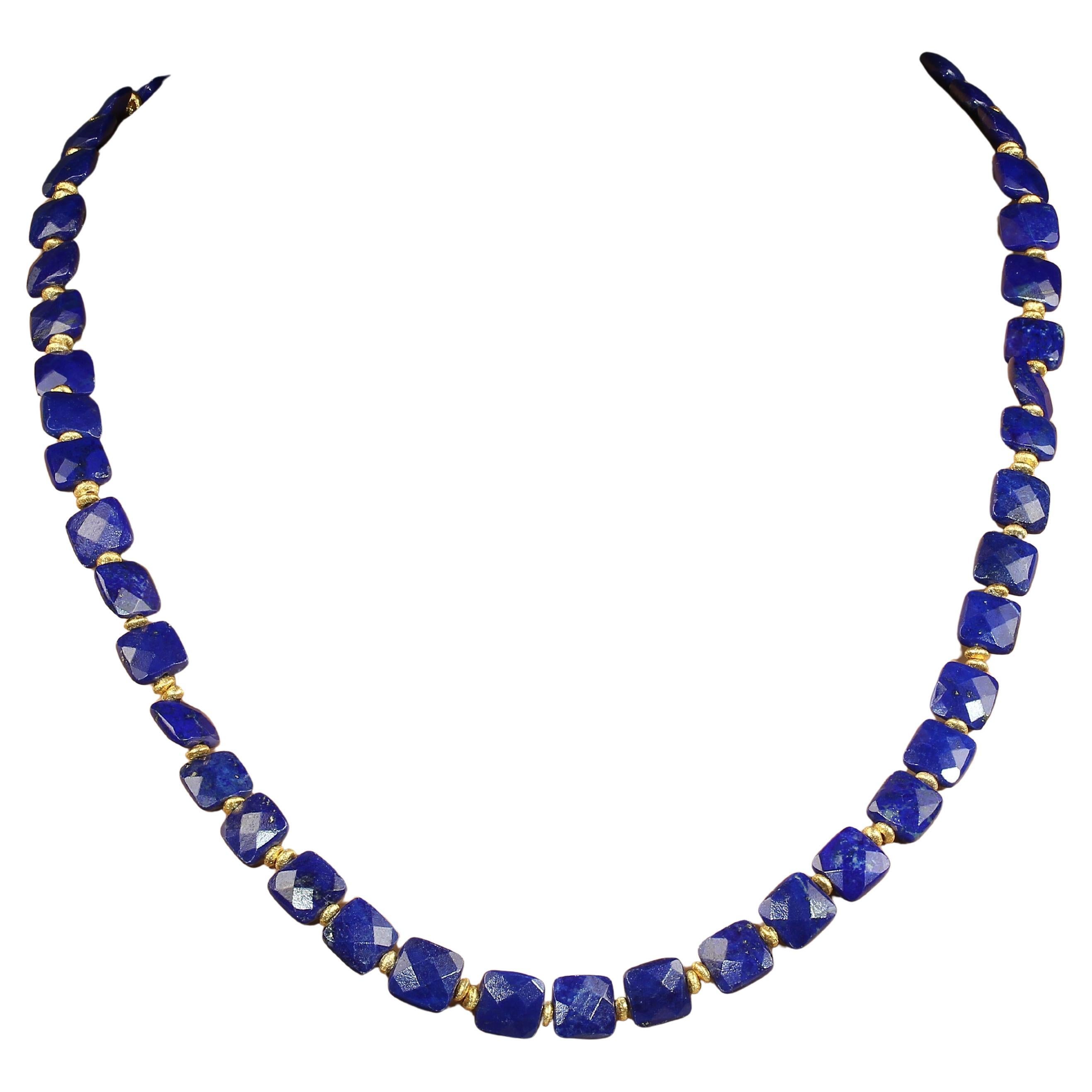 AJD 25 Inch Old Mine Afghan Lapis Lazuli Squares Necklace For Sale