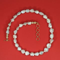 AJD Collier de perles Keshi blanc crème irisé de 22 pouces