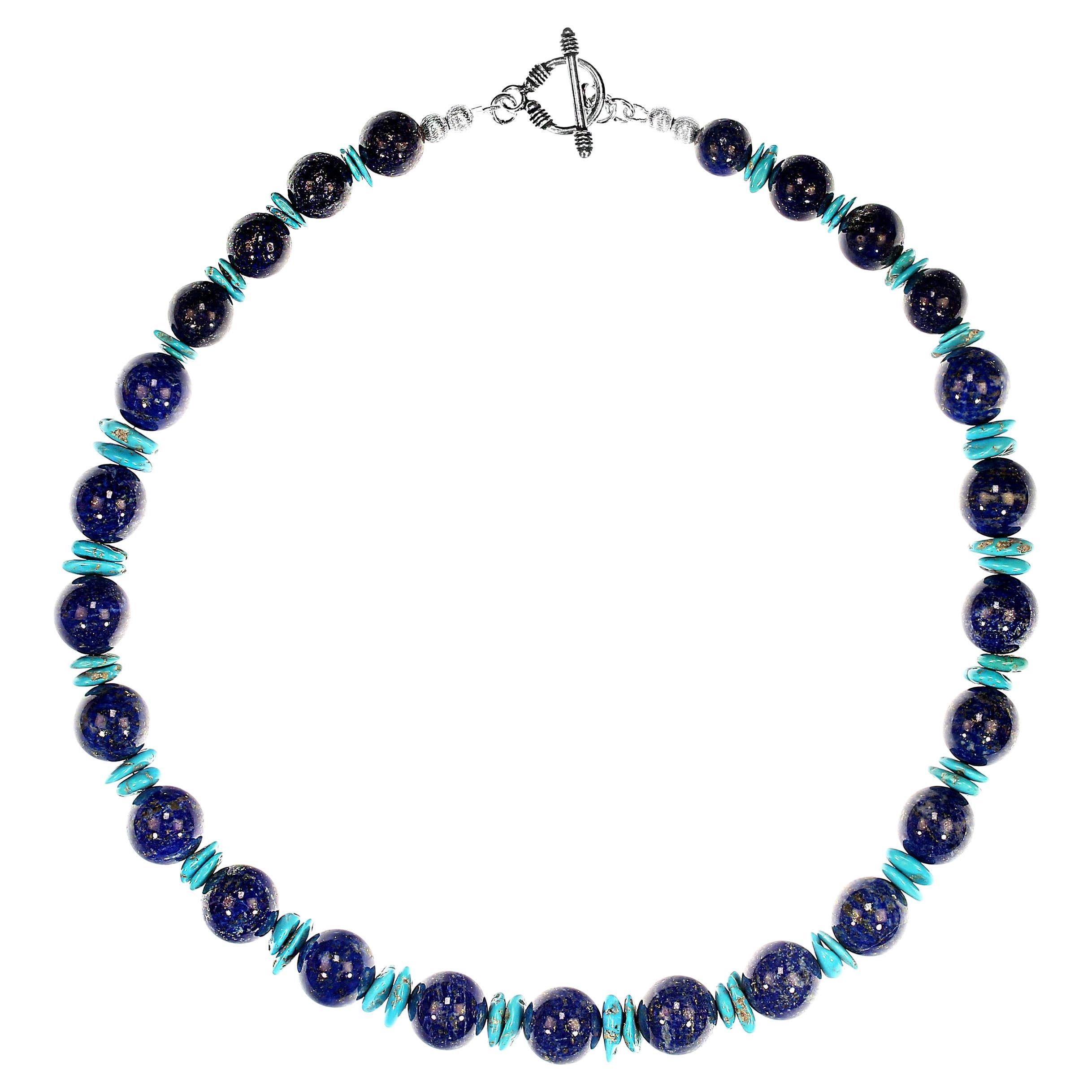 AJD Collar único de lapislázuli y turquesa de la Bella Durmiente de 20 pulgadas Gran regalo Cuenta en venta