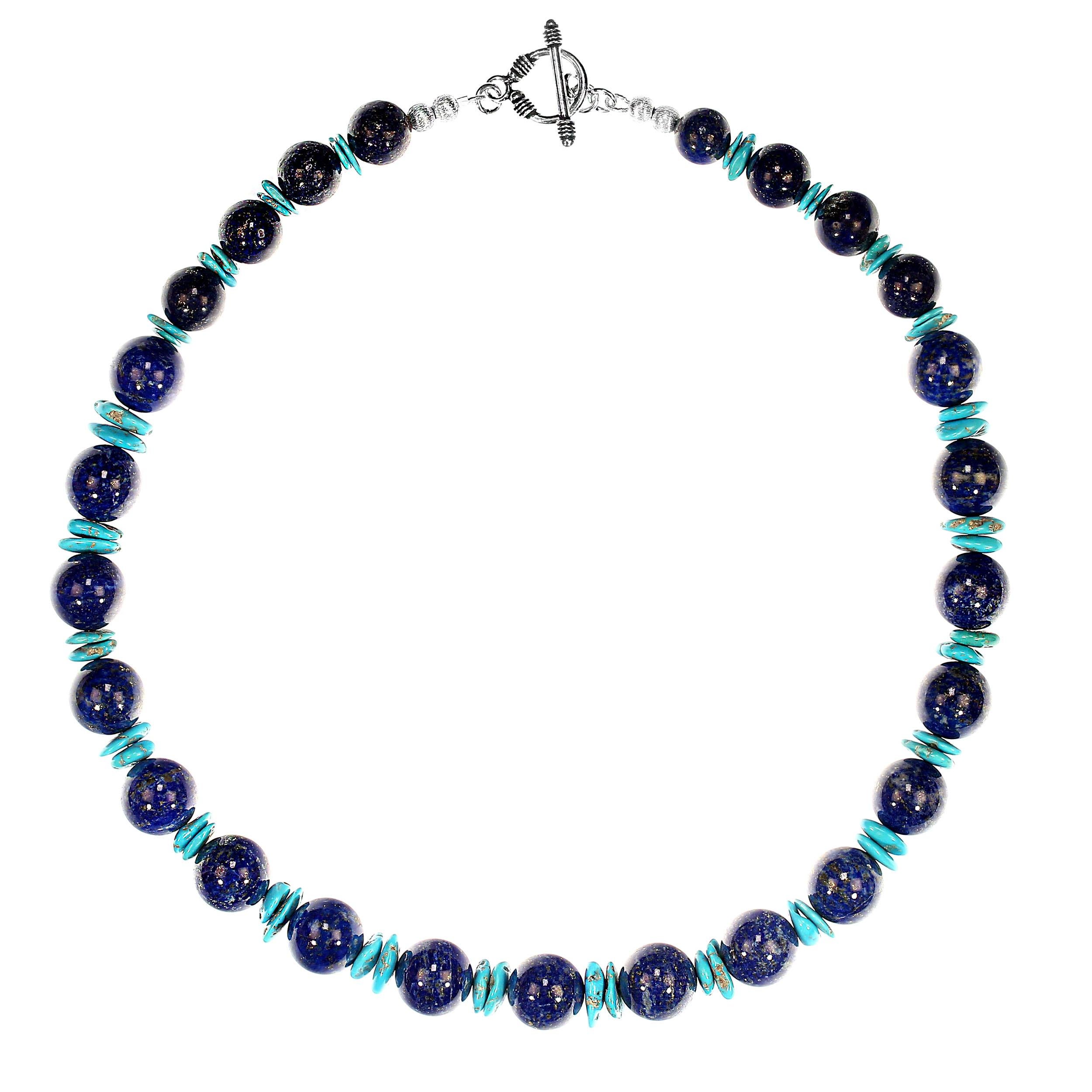 AJD Collar único de lapislázuli y turquesa de la Bella Durmiente de 20 pulgadas Gran regalo en venta 3