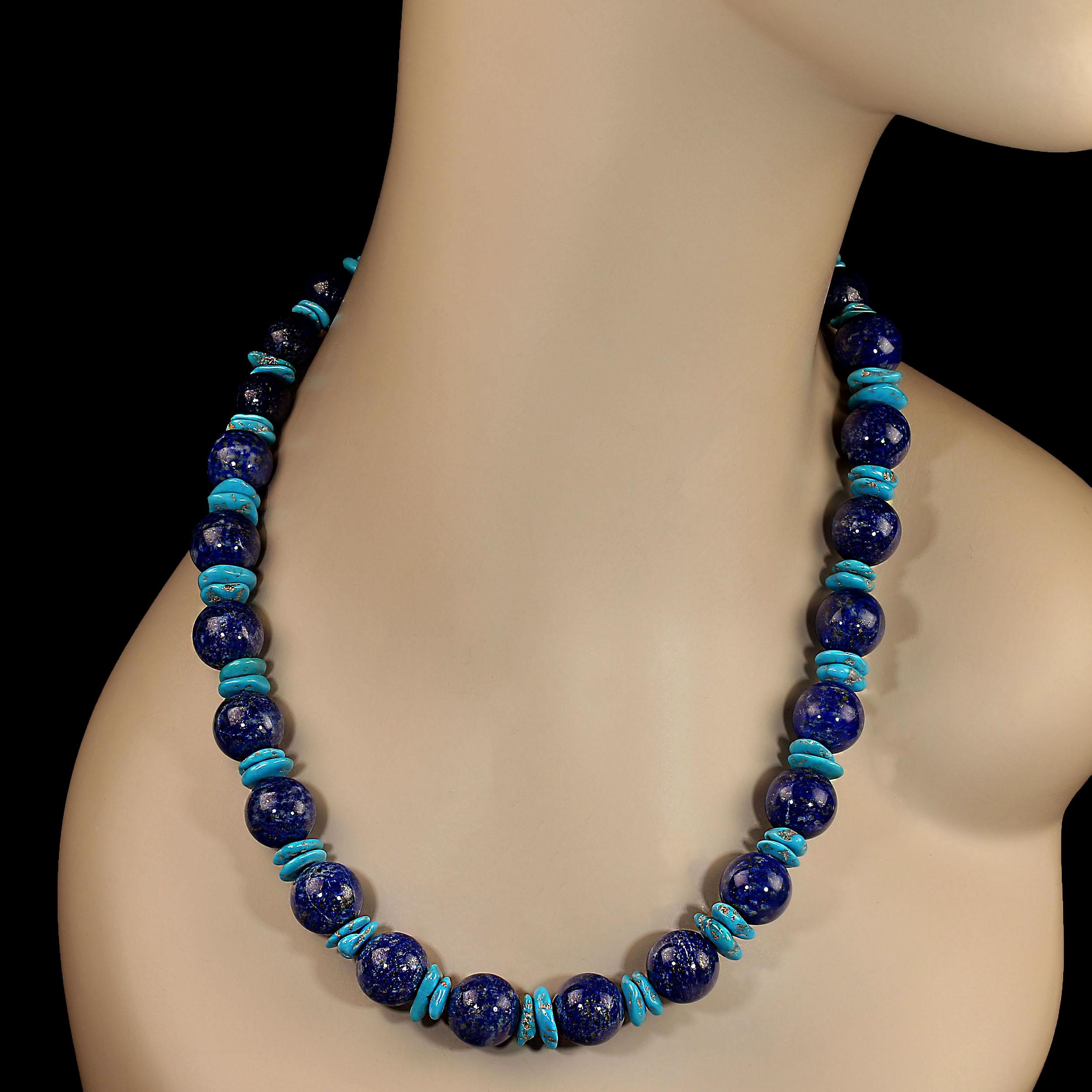 Femenino o masculino AJD Collar único de lapislázuli y turquesa de la Bella Durmiente de 20 pulgadas Gran regalo en venta