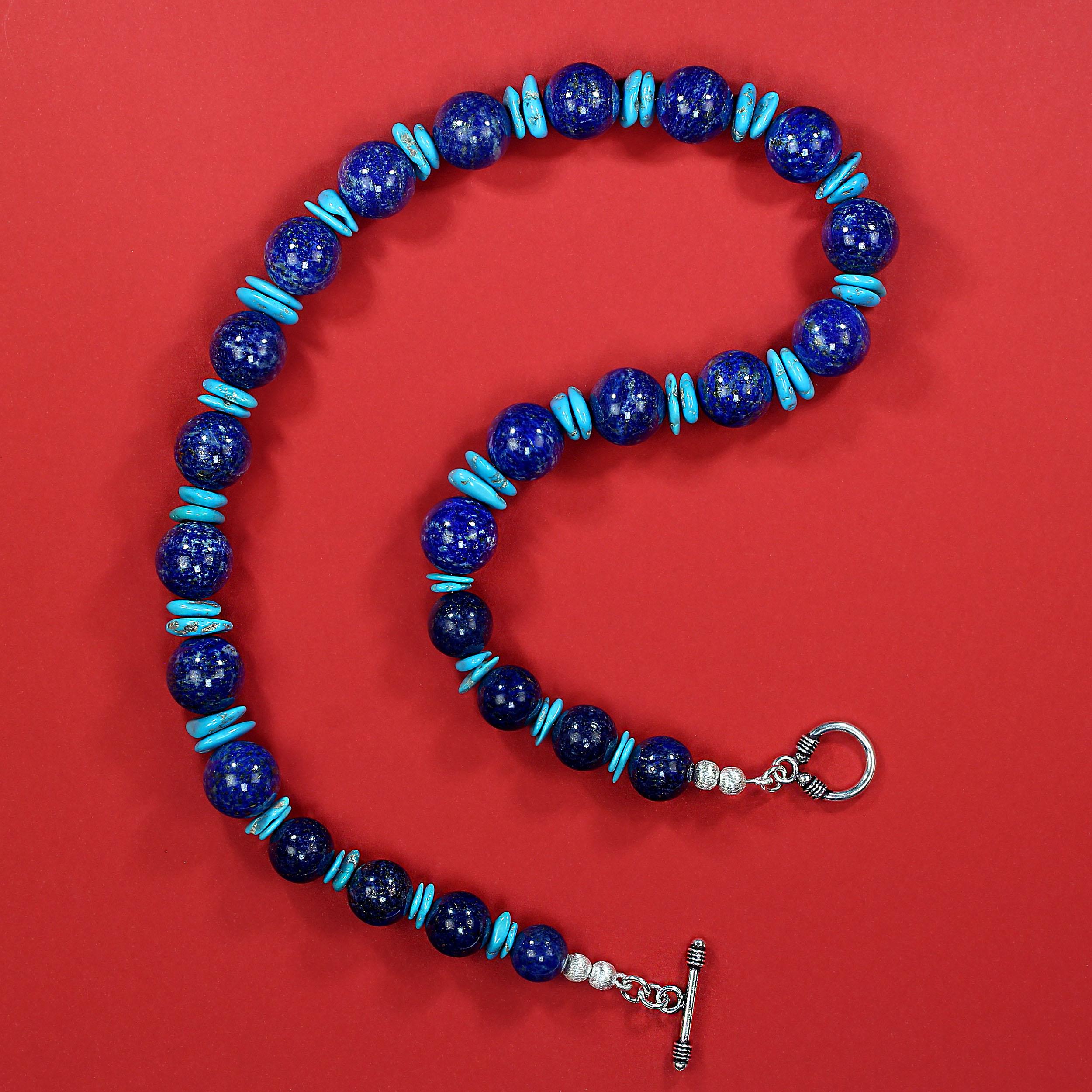 AJD Collar único de lapislázuli y turquesa de la Bella Durmiente de 20 pulgadas Gran regalo en venta 1
