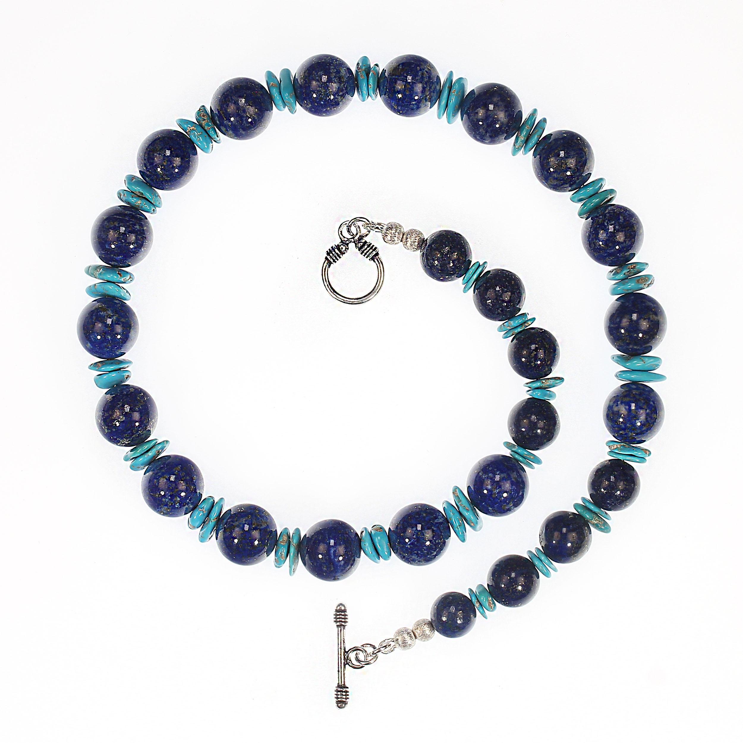 AJD Collar único de lapislázuli y turquesa de la Bella Durmiente de 20 pulgadas Gran regalo en venta 4