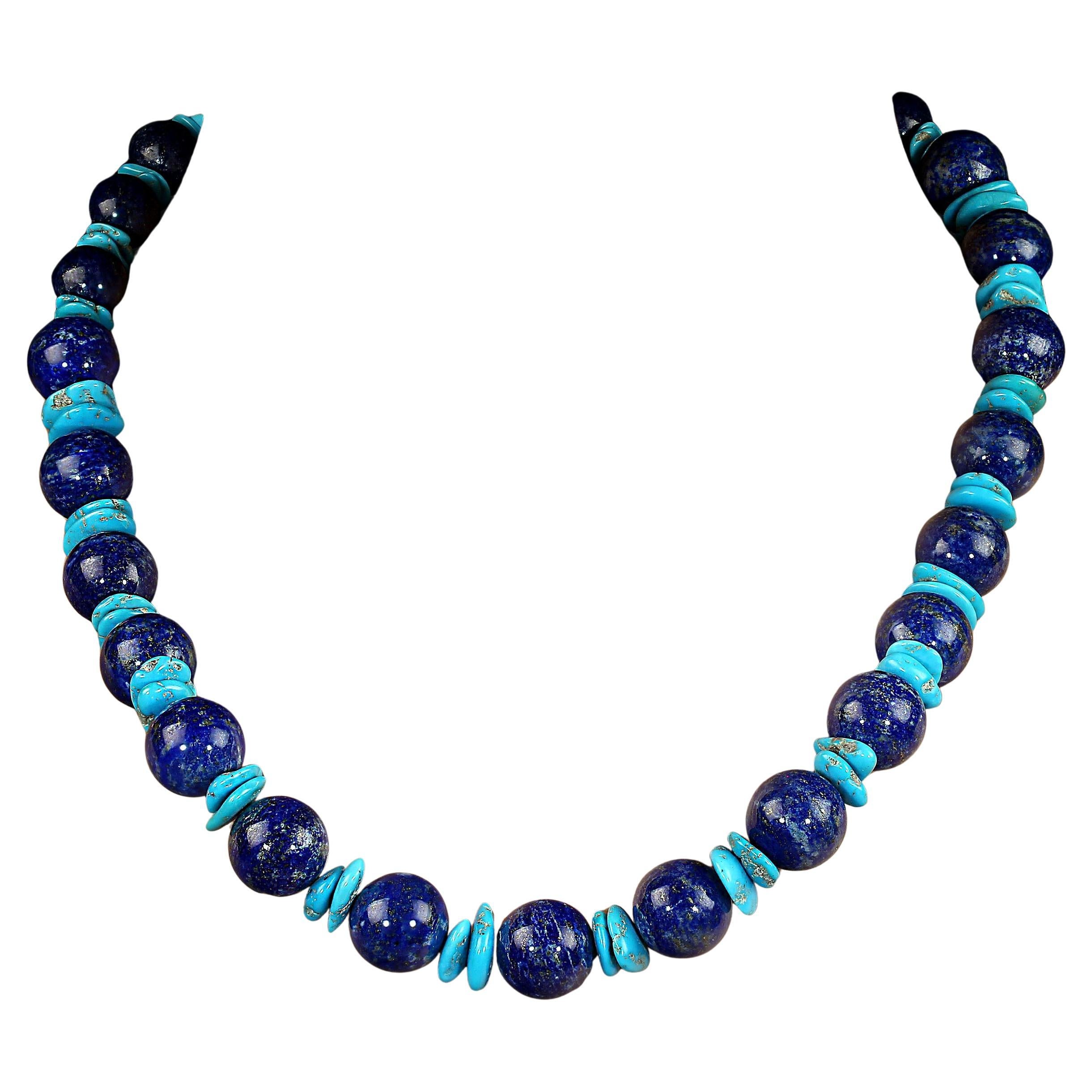 AJD Collar único de lapislázuli y turquesa de la Bella Durmiente de 20 pulgadas Gran regalo en venta