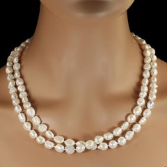 Aria Jewelry Design 64in White Freshwater Pearl Infinity Necklace