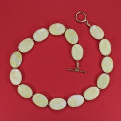 AJD, 18 pouces, collier de magnésite ovale jaune citron