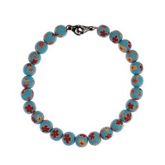 Aria Jewelry Design 16-Inch Choker Necklace, Blue Polymer Clay Beads