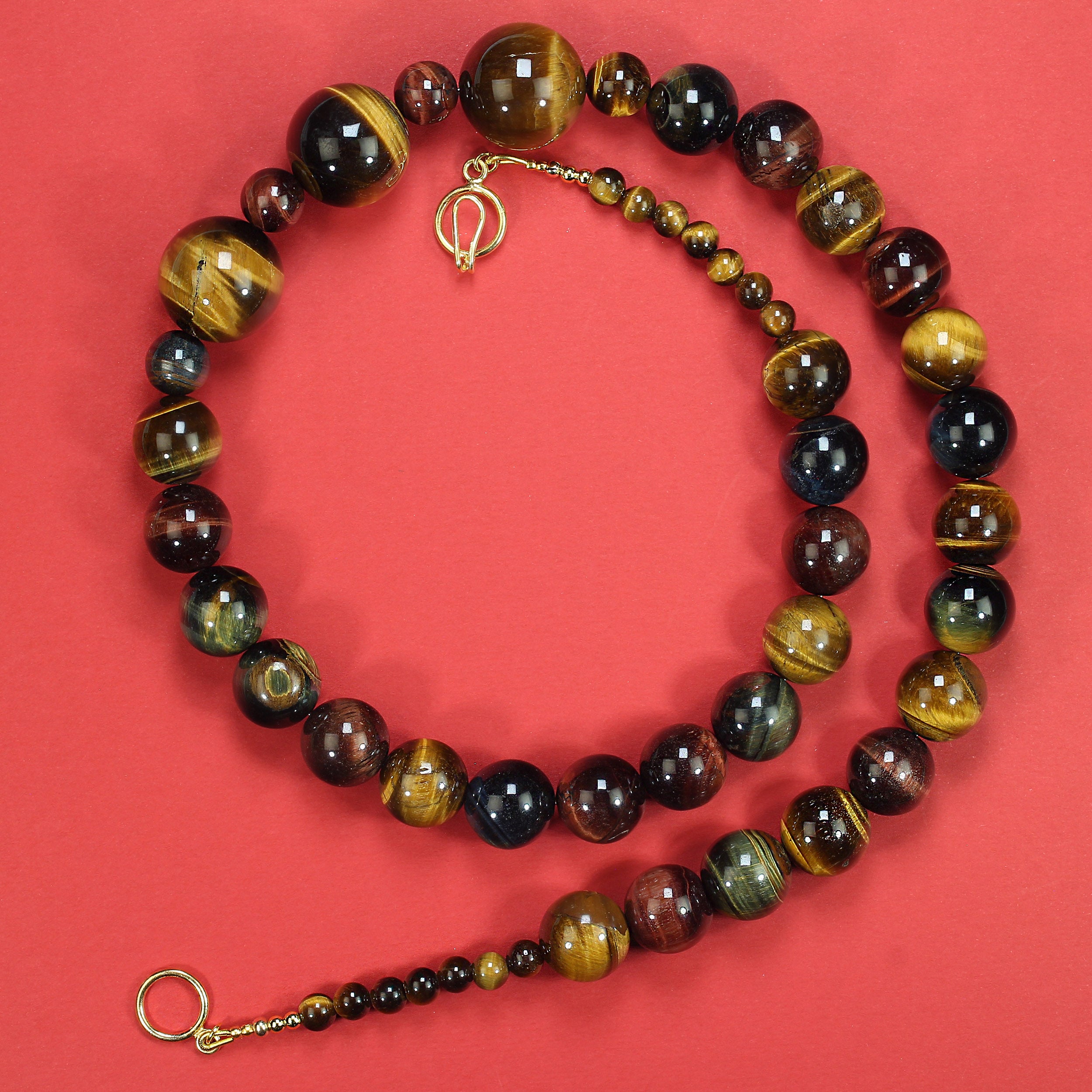 AJD Collana multicolore con occhio di tigre da 25 pollici, perfetta per l
autunno