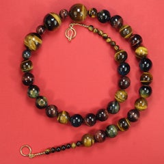 AJD Collana multicolore con occhio di tigre da 25 pollici, perfetta per l
autunno