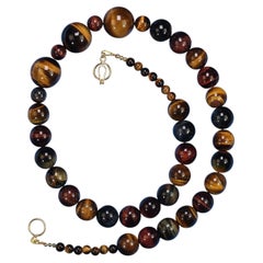 AJD 25 Zoll Tigerauge Multi Farbe Halskette perfekt für Herbst