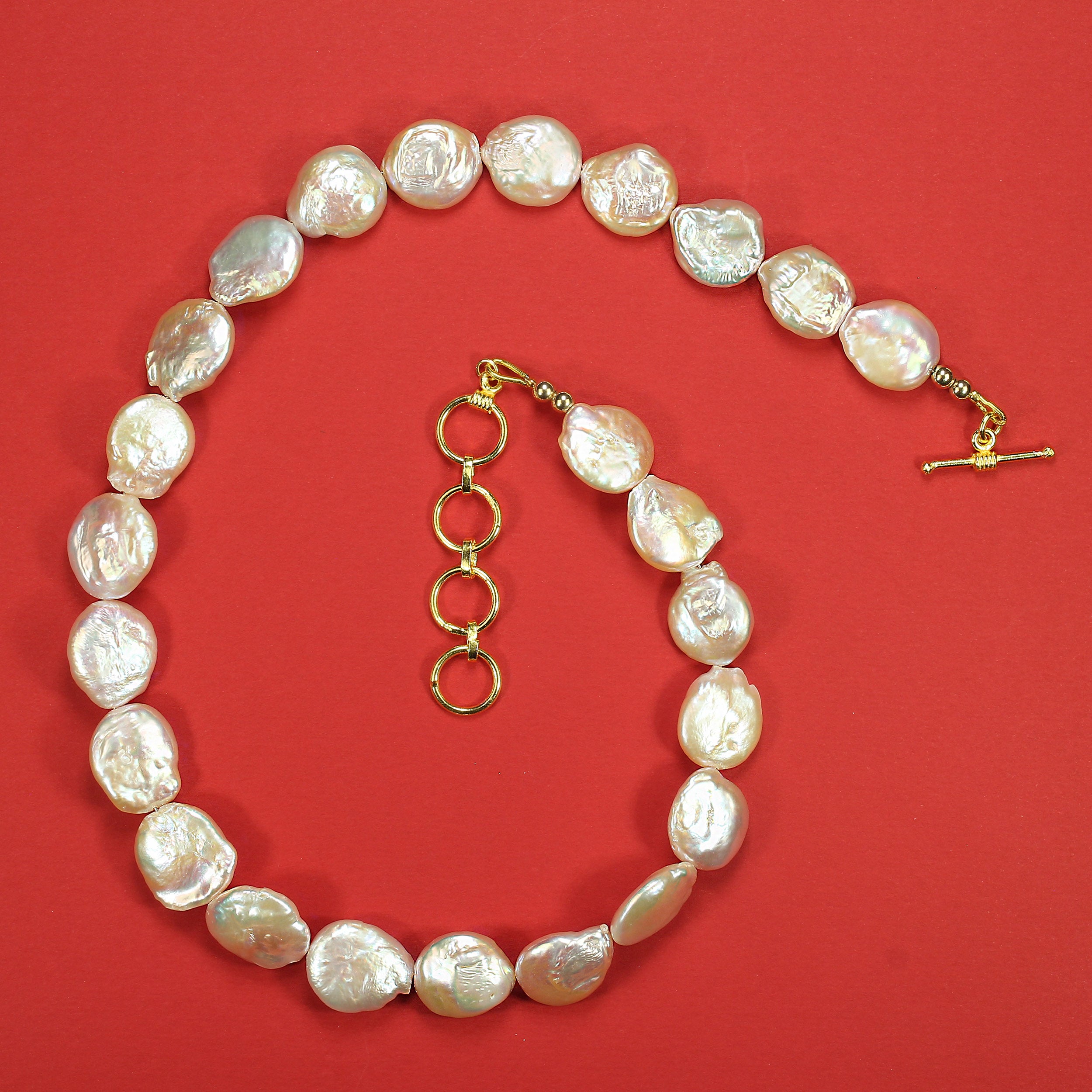 AJD Collana di perle rosa pesco da 28 pollici